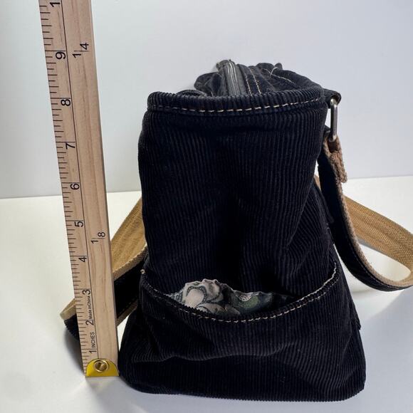 Vintage Rare Y2K Levi's Black Corduroy Shoulder Bag Retro Casual Boho Goth - Picture 6 of 11